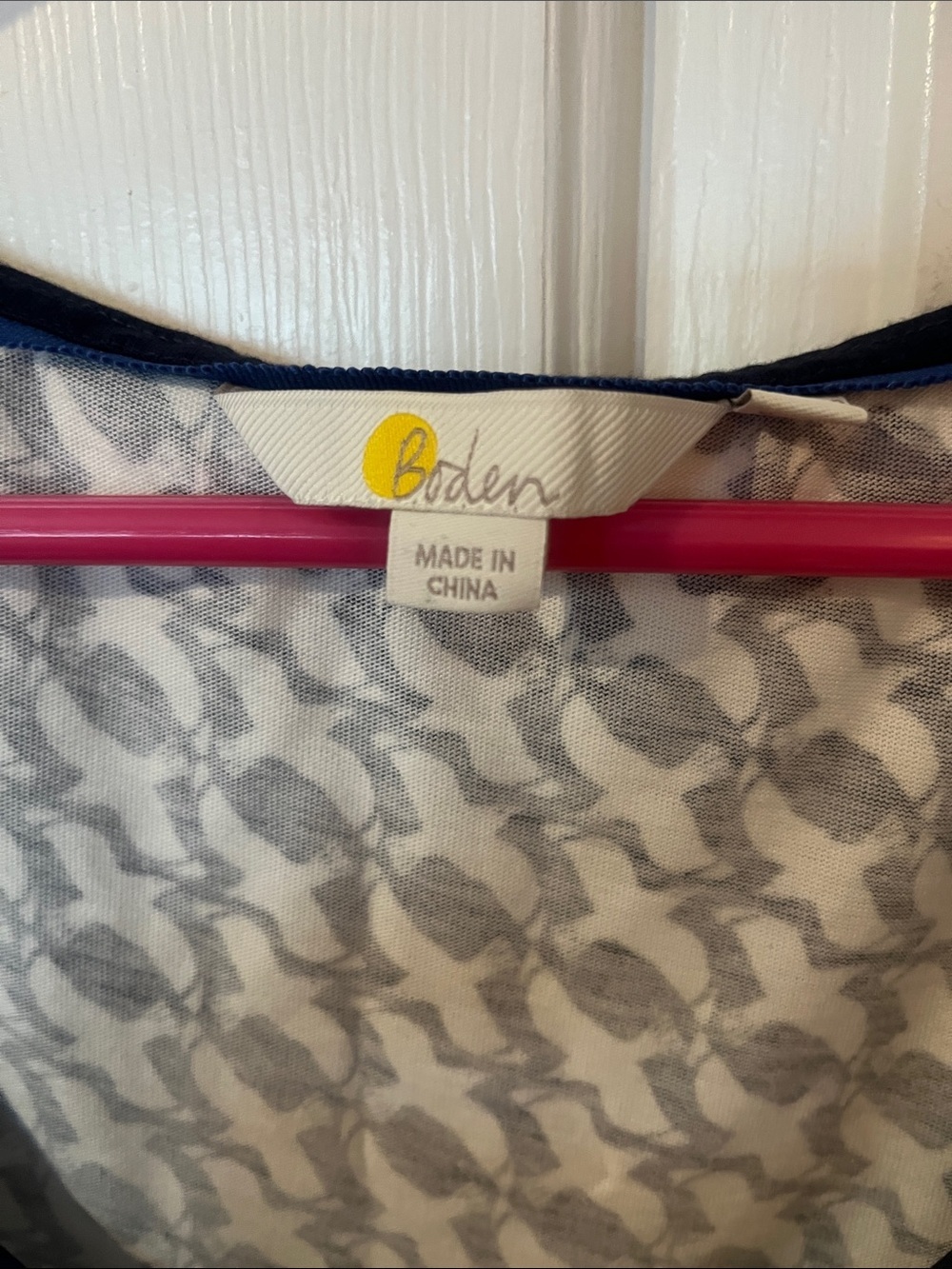 Boden Blue White Bird Print Dress 4P Petite Modal Cotton Knee Length - Picture 2 of 8